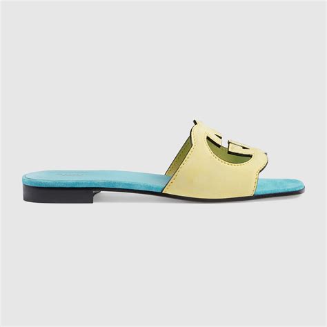 baby blue gucci slides|gucci gg cut out slides.